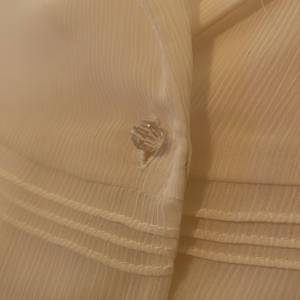 Women’s Cap Sleeve See-Through Cream Top - Picture 4 of 5
